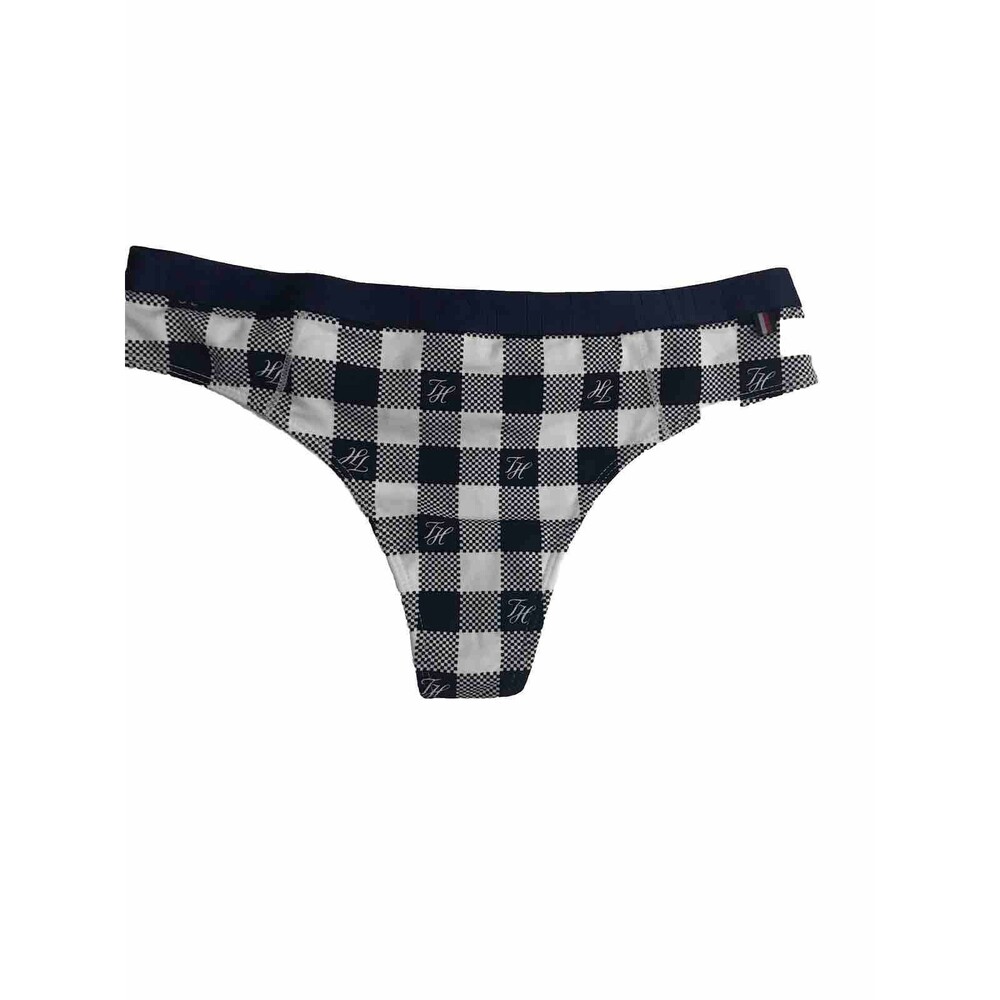Tommy Hilfiger Women’s  Underwear Logo Thong  Panties   Navy White Size S 1 Pack